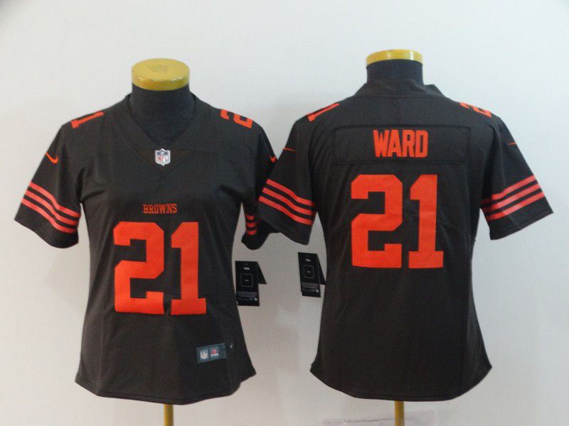 Women Cleveland Browns #21 Ward brown Nike Vapor Untouchable Limited Playe NFL Jerseys->women nfl jersey->Women Jersey
